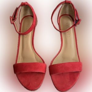 6.5 open toe RED Suede heels Talbots